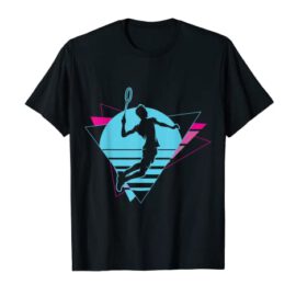 Retro Badminton Player Sunset 80's T-Shirt